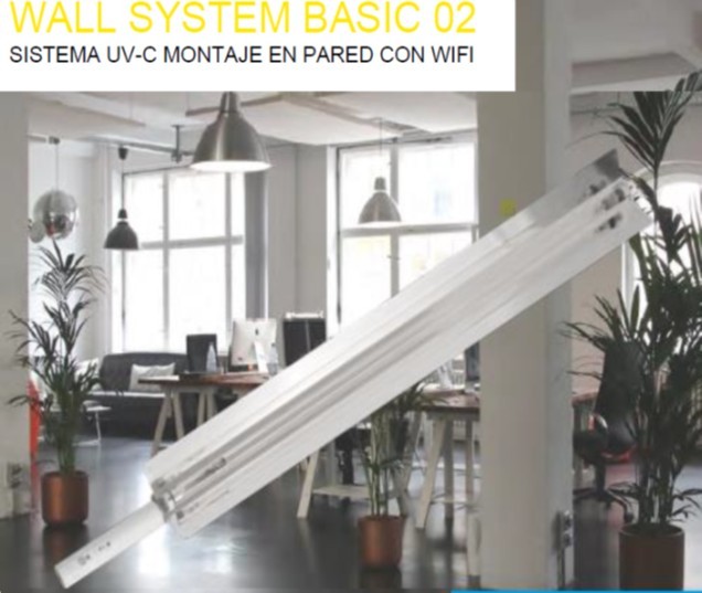 OVERLED Lámparas y tubos de Luz ultravioleta SISTEMA UV-C 254NM 35W MONTAJE EN PARED CON WIFI